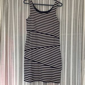 Asymmetrically Striped LOFT Mini Dress